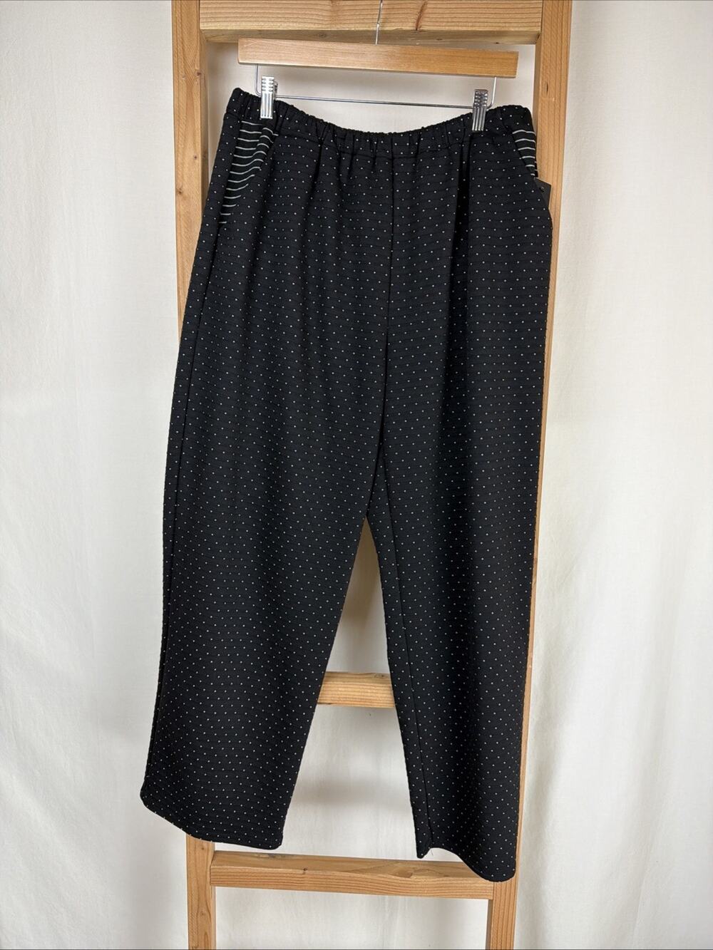NWT Sydney PSP110 Black White Polka Dots Wide Leg Pants XL #0748 USA